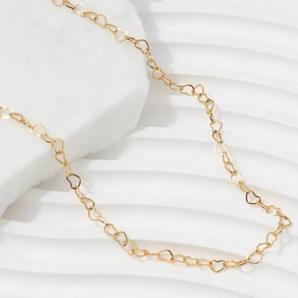 Necklace Heart Chain Adorable Dainty Gold Chain Necklace Heart Links Heart Chain - Picture 7 of 10